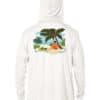 UPF 50+ sun protection hoodie with tropical beach design, perfect for outdoor activities in Key West.