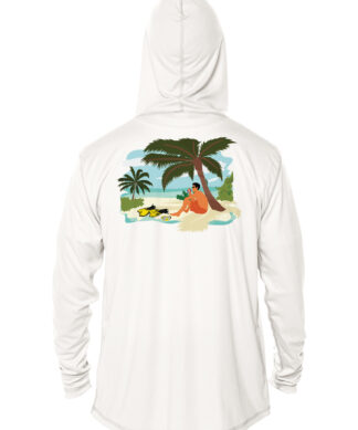 UPF 50+ sun protection hoodie with tropical beach design, perfect for outdoor activities in Key West.