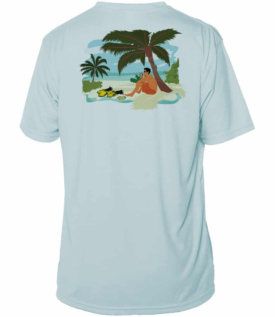 Sun protection hoodie with tropical beach scene print, ideal for outdoor activities in Key West.