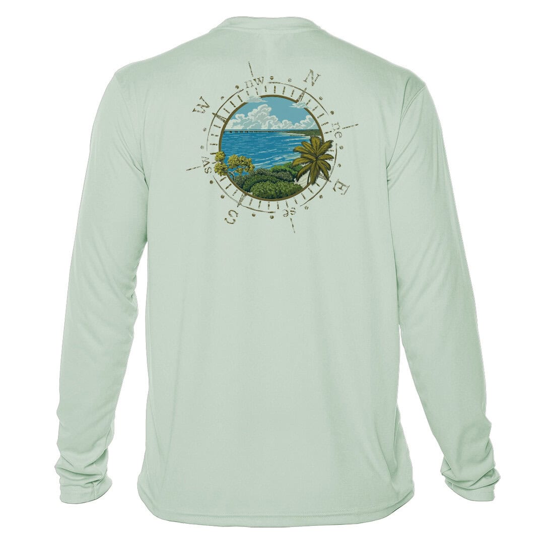 Sun protection UPF 50+ long sleeve shirt with Bahia Honda design.
