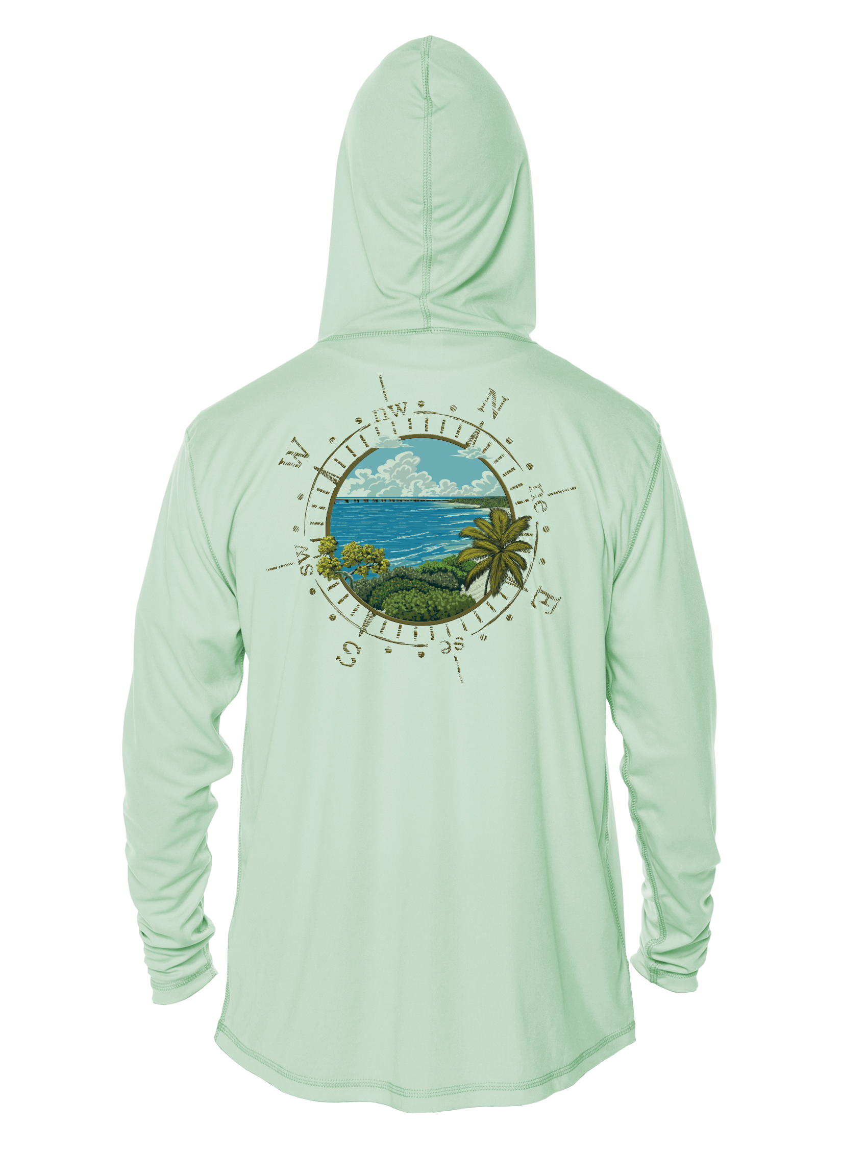 Key West Sun Shirts - Compass to Bahia Honda Key - UPF 50+ Hoodie