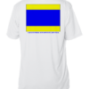 A blue and yellow delta flag sun shirt.