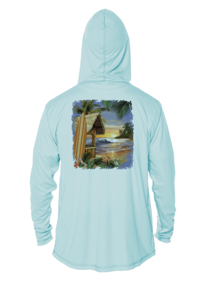 A beach-inspired blue hoodie.