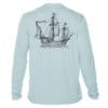 Long sleeve UPF 50+ sun shirt featuring a tall ship graphic for sun protection.