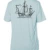 UPF 50+ sun protection shirt featuring a tall ship design, perfect for beach and outdoor activities.