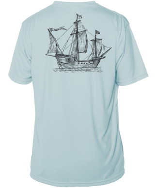A UV shirt with a pirate ship on it.