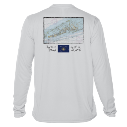 A Shrimp Road Surf Co - Navigation Chart Sun Shirt - UV Crew Long Sleeve with a map on it.