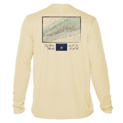 A Shrimp Road Surf Co - Navigation Chart Sun Shirt - UV Crew Long Sleeve with a map on it.