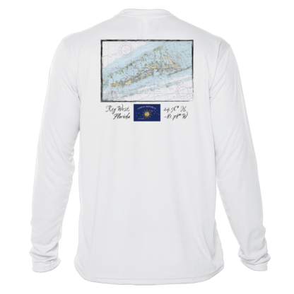 A Shrimp Road Surf Co - Navigation Chart Sun Shirt - UV Crew Long Sleeve with a map on it.