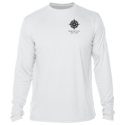 A Shrimp Road Surf Co - Navigation Chart Sun Shirt - UV Crew Long Sleeve with a compass on it.