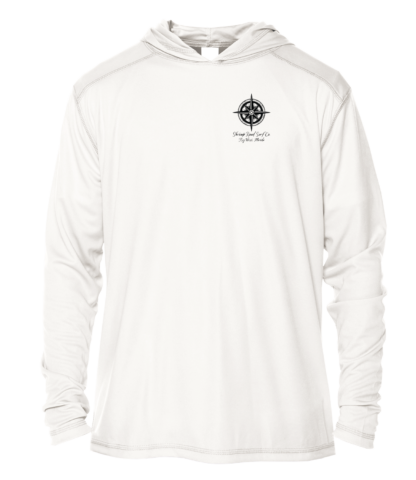 A Shrimp Road Surf Co - Navigation Chart Sun Shirt - UV Hoodie, perfect for outdoor activities.