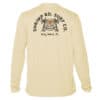 Long sleeve UPF 50+ sun shirt with Shrimp Road Surf Co logo, perfect for beach days.