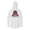 A Grateful Diver Sugar Skull UPF 50+ Hoodie, also serving as sun protective clothing.
