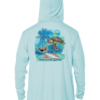 A Grateful Diver Aloha Turtle UV Hoodie with an image of a turtle in the ocean.
