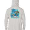 A Grateful Diver Aloha Turtle UV Hoodie with an image of a turtle in the ocean.