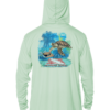 A Grateful Diver Aloha Turtle UV Hoodie with an image of a turtle in the ocean.