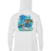 A Grateful Diver Aloha Turtle UV Hoodie with an image of a turtle in the ocean.