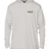 The Grateful Angler Sugar Skull UV Hoodie with a logo on it.