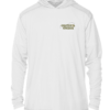 A Grateful Angler Sugar Skull UV Hoodie with a logo on it.