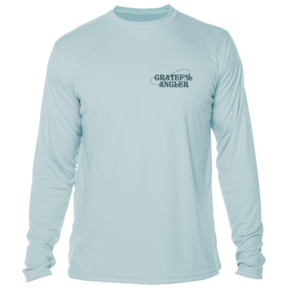 A Grateful Angler Keys Tarpon UV Shirt with the words 'charter anchors'.