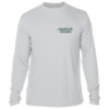 A Grateful Angler Keys Tarpon UV Shirt with a logo on the front.