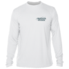 A white long-sleeve t-shirt with the words Grateful Angler Keys Tarpon UV Shirt on it.