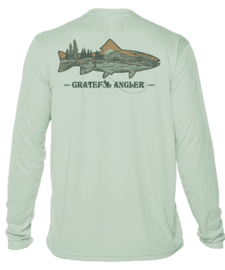 UV Protection Fishing Shirt with Mountain Trout Design.