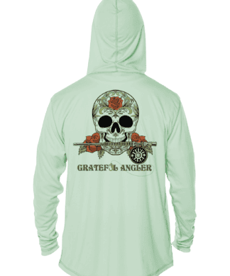 Fly Fishing Skull Hoodie with UPF 50+ Sun Protection.