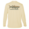 A long-sleeved Grateful Angler Keys Tarpon UV Shirt with an image of a shark on it.