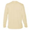 Back view of a blank pale yellow UV performance shirt, exemplifying the durable material of a rash guard sun shirt, available at Key West Sun Shirts.