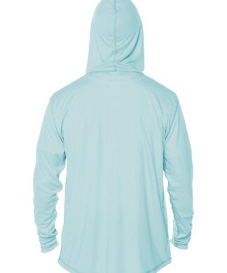 UPF 50+ hoodie with retro logo, perfect for sun protection in Key West. Stylish, lightweight, and co.