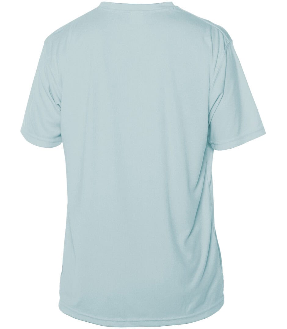Retro logo UPF 50+ sun shirt for men, lightweight and breathable for outdoor activities.