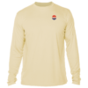 A Key West Sun Shirts - I Boated Early - UV Crew Long Sleeve with a yellow long sleeve and an orange, blue and red logo.