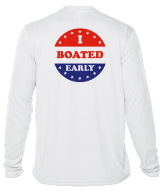 Boated early sun shirt with UPF 50+ protection, perfect for sun-safe boating in Key West.