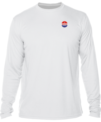 A Key West Sun Shirts - I Boated Early - UV Crew Long Sleeve with a blue, red and white logo.