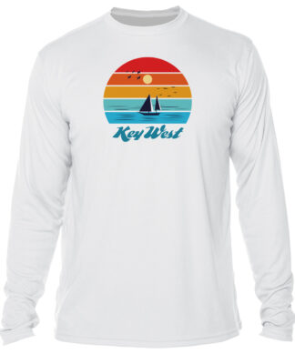 Sun protection UPF 50+ long sleeve shirt with Key West sunset design.