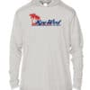 UPF 50+ Key West hoodie with retro logo featuring palm trees and sun, perfect for sun protection and.