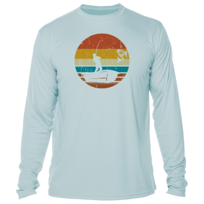 A men's long - sleeve t - shirt with an image of a fisherman.