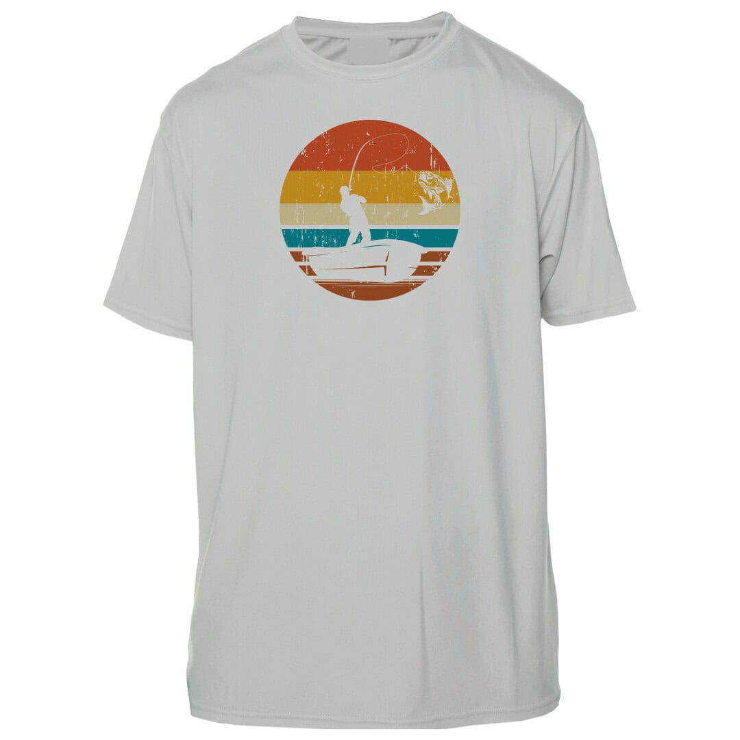 UPF 50+ Key West sun shirt with sunset and fishing graphic, lightweight and breathable.