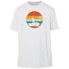 Sun protection T-shirt featuring a sunset and fishing design, perfect for outdoor activities in Key.