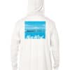 UPF 50+ Key West hoodie with island scene and "Key West" text on back, perfect for sun protection an.