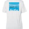 Bright white T-shirt featuring a scenic Key West island view with palm trees and ocean.