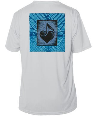 Music Love heart design on white UPF 50+ short sleeve shirt. Perfect for sun protection and casual s.