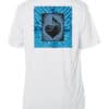Music Love heart design on white UPF 50+ sun shirt, perfect for beach and outdoor activities.