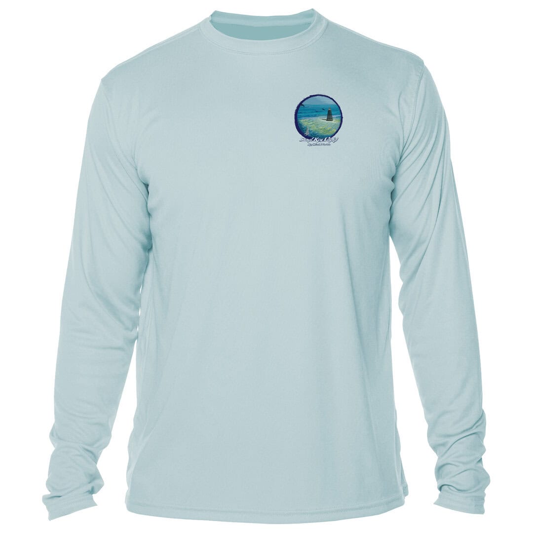 Light blue long sleeve shirt with Key West sun and ocean graphic.