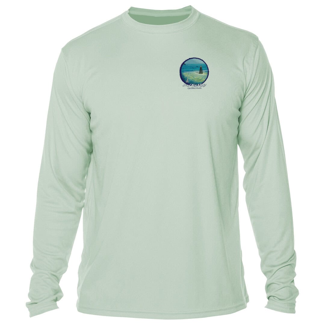 Sun and ocean graphic long sleeve shirt for men.