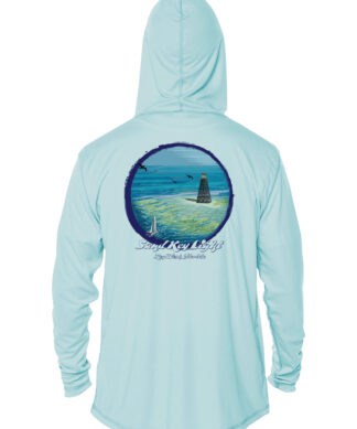 Sand Key Lighthouse UPF 50+ Hoodie in Arctic Blue, XS.