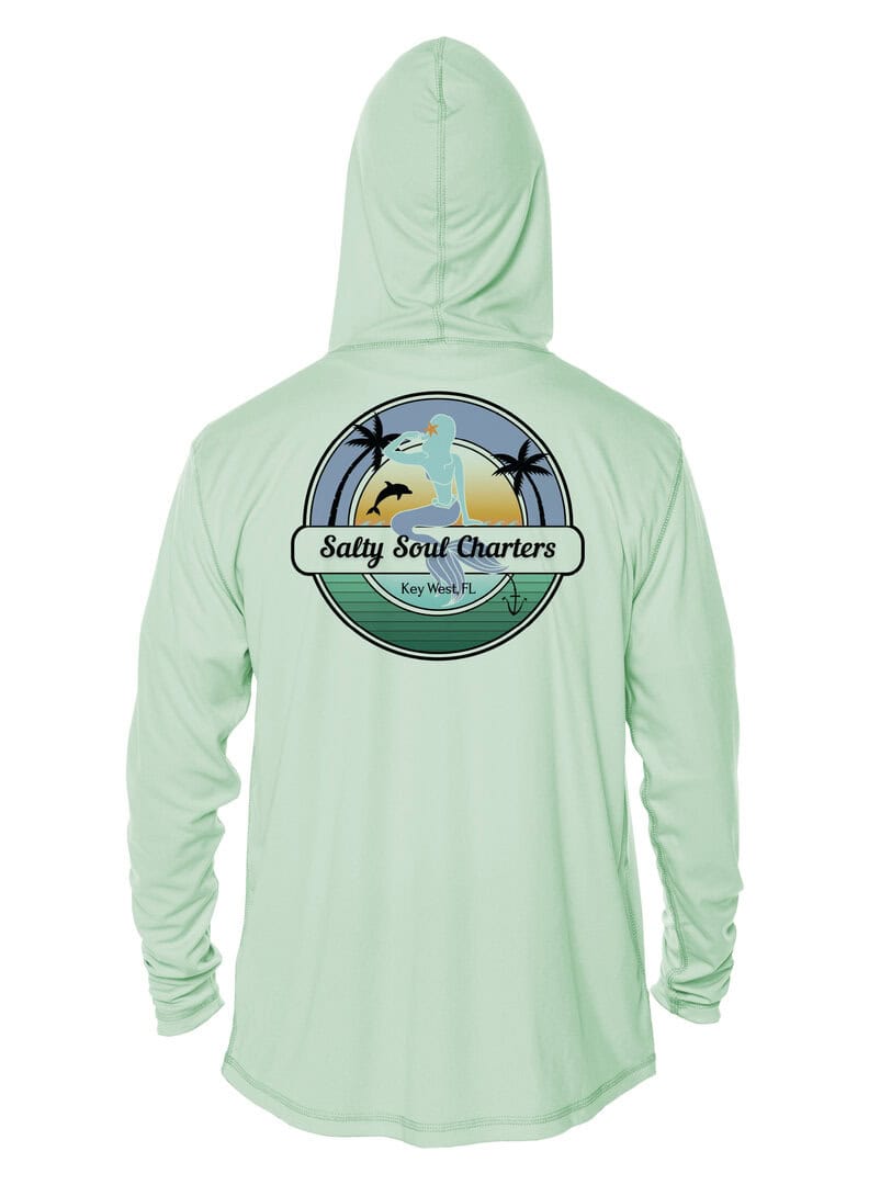 UPF 50+ Salty Soul Charters hoodie for sun protection in Key West. Perfect for boating and outdoor a.