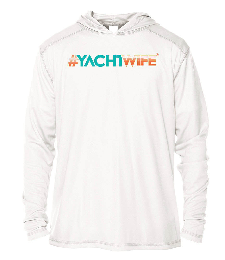 UPF 50+ Yacht Wife hoodie for sun protection and stylish yacht life apparel. Perfect for boating and.