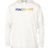 A white hoodie with the word vachtwife and uv shirt on it.